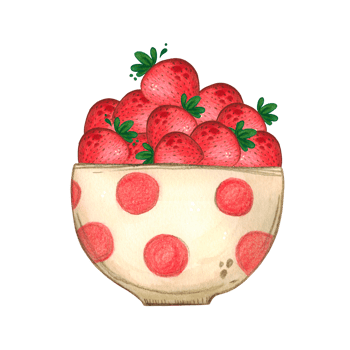 White cup with red polka dots filled with ripe strawberries. Watercolor illustration, hand drawn, cartoon. Sticker design, print, children's book. food, summer, tableware, berry, red, bright, juicy png