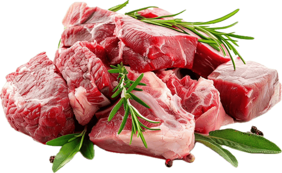 Fresh Cuts of Raw Red Meat with Herbs for Culinary Use and Cooking png