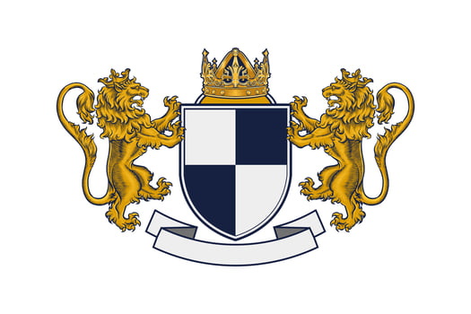 lion crest logo with shield and crown vector