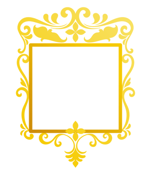 Golden vintage photo frame, cartoon text box transparent background png