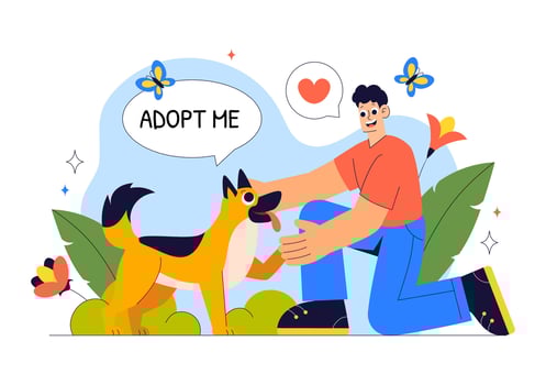 Animal Welfare and Pet Adoption Illustration with Dogs and Cats in a Shelter Environment vector