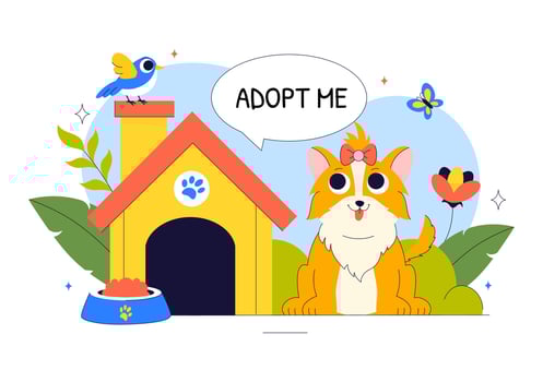 Pet Rescue and Adoption Illustration with Friendly Animals in a Shelter Scene vector