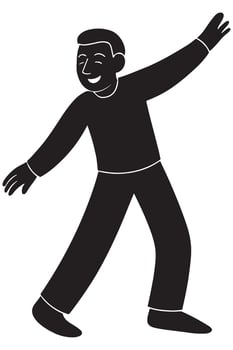Silhouette of a man spinning with one arm extended, carefree and joyful vector