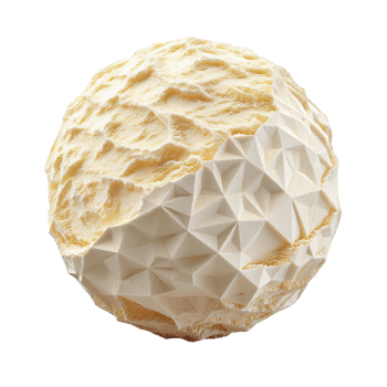 Polygonally textured ice cream ball on transparent background. png