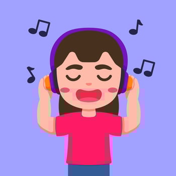 Cute Girl Listening to Music with Headphones vector