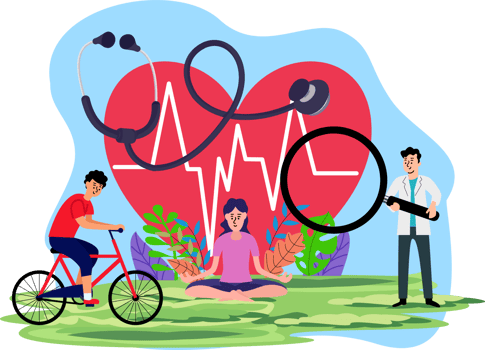 healthy lifestyle. cardiovascular health. heart health. Tiny cardiology doctor and nurse examining heart, blood pressure png