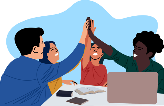 Successful business team rejoicing at completion of project. diverse hands reaching for unity. teamwork. teamwork. meeting png