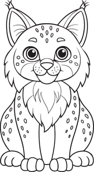 Canadian Lynx Coloring Page Adorable Wildcat Animal Illustration vector
