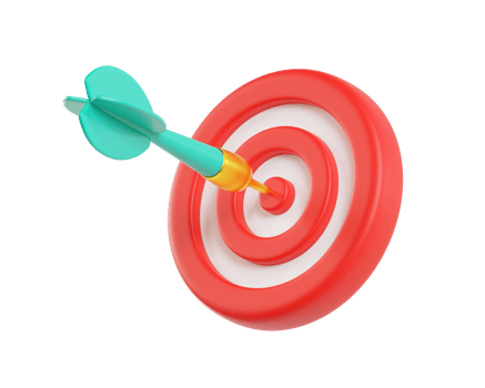 Darts icon. The dart hits the target in the center. Target icon for website design, app, and ui. 3d rendering png