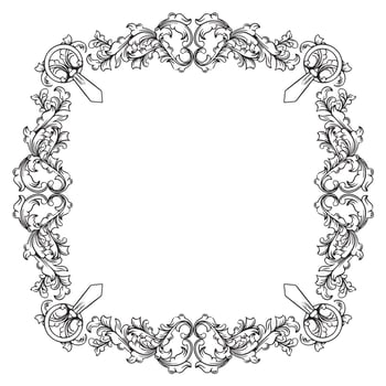 art decorative vintage baroque frame with floral ornament illustration art vector