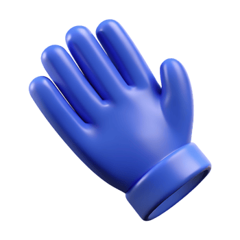 blue plastic plastic glove 3d icon. png