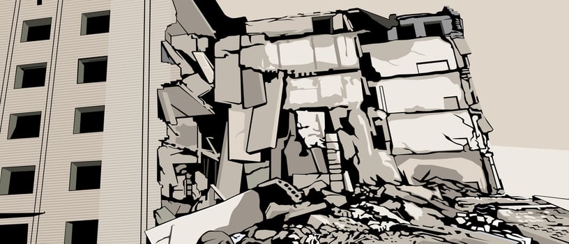 building ruins destruction background design art vector