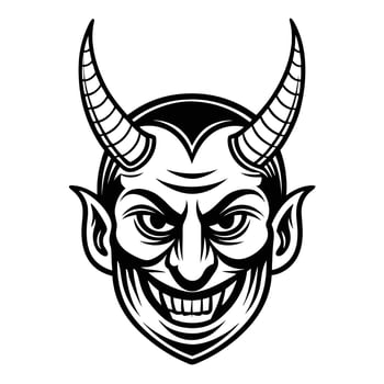 Terrifying Demon Face in Silhouette Style vector
