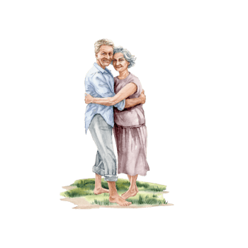 One elderly cuple standing on the Grass png