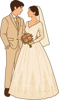 Illustration of Bride and Groom on Wedding Day vector