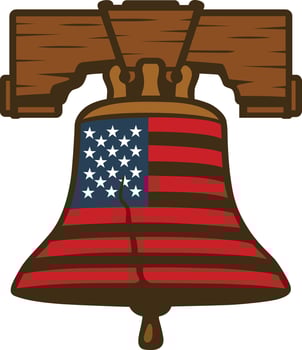 Liberty Bell with American Flag Design vector