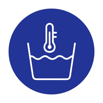 Blue circle thermometer in liquid. Icon symbol illustration vector