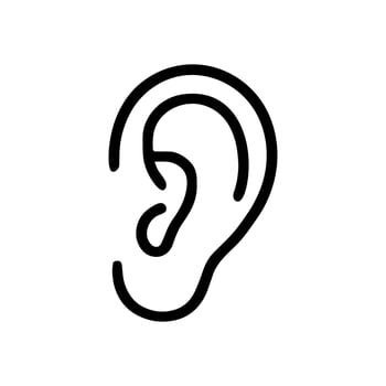 Stylized human ear outline illustration. Icon symbol illustration vector