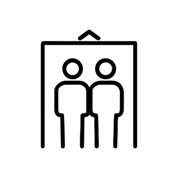 Stylized illustration Two people in elevator. Icon symbol illustration vector