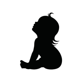 Baby girl silhouette looking upwards vector