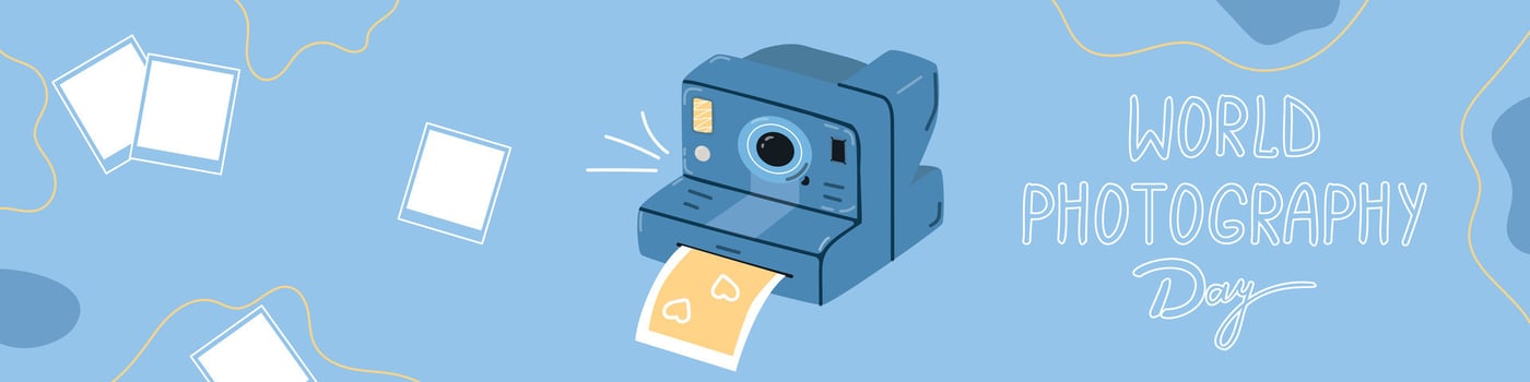 Twitch banner for world photography day celebration vector
