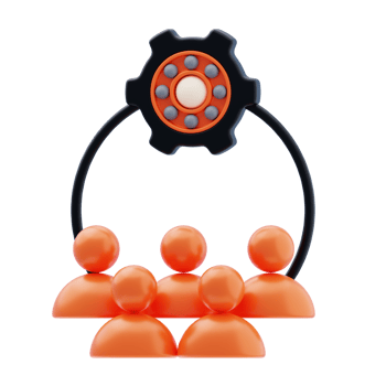 Human Resource 3D Icon. Team management gear 3d icon png