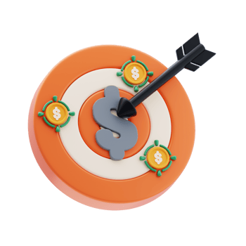 Financial Goal 3D Icon. Financial target with arrow 3d icon png