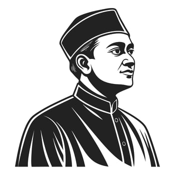 Simple Black Silhouette of Traditional Bengali Muslim Man vector