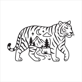 Striped Tiger Drawing vector