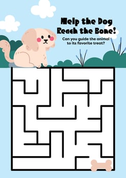 Educational kawaii worksheet with fun animal to food maze tracing activity for kids learning through play vector