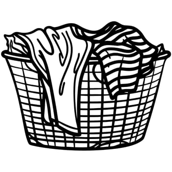 Laundry basket filled with assorted clothes everyday household chores, cleanliness, washing, domestic life concept vector