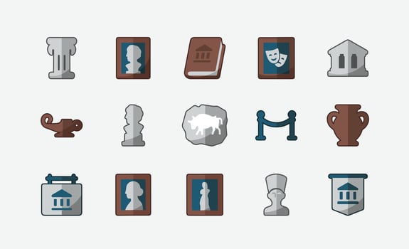 Modern Museum Things and Stuff Illustration Pack vector