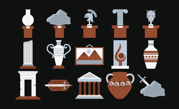Museum Things and Stuff Illustration Pack vector