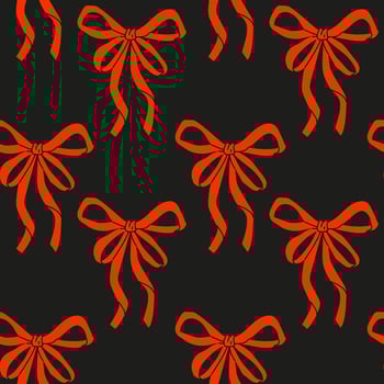 An Elegant Red Bow Pattern Set Against a Black Background, Creating a Chic and Festive Appearance vector