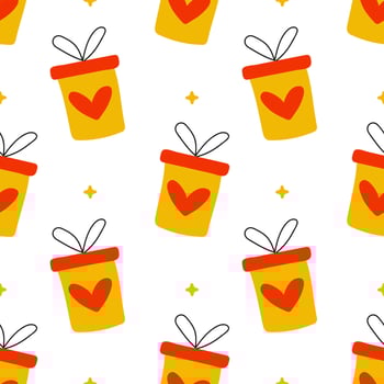 Colorful Gift Baskets adorned with Hearts A Fun and Playful Pattern Design for Everyone vector