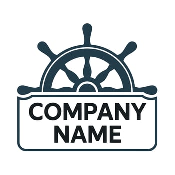 Nautical Company Logo Template with Ship Wheel and Space for Company Name on White Background for Branding and Identity Design Purposes vector
