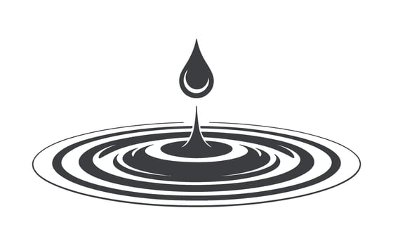 Monochrome Illustration of a Water Drop Creating Ripples on a White Background Isolated and Minimalist Design vector