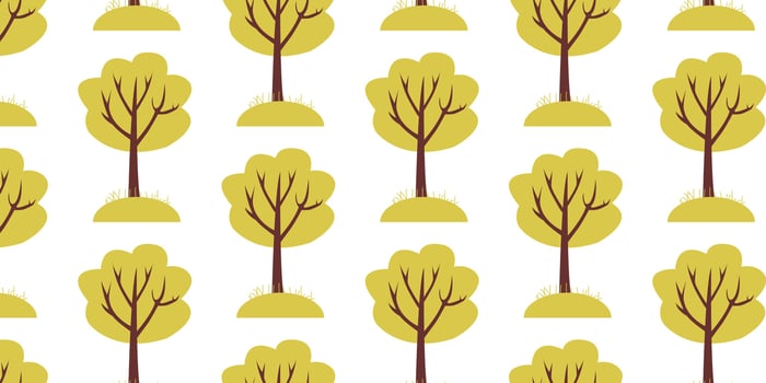 Pattern of stylized trees with green foliage in a repeating design for fabric or wallpaper use vector