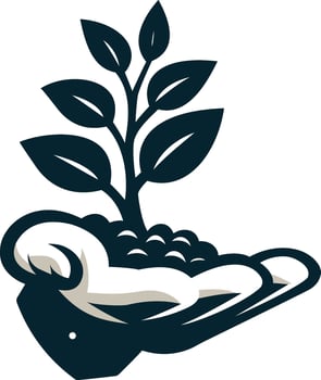 Hand cradling a growing plant, symbolizing new life and environmental care vector