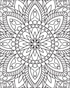 Flower Mandala Full Page Coloring Sheets. Adult Mandala Coloring Page vector
