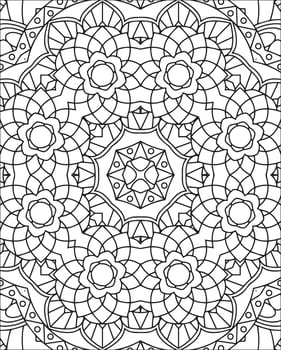 Floral Mandala Coloring Page for Adults. Flower Mandala Coloring Page vector
