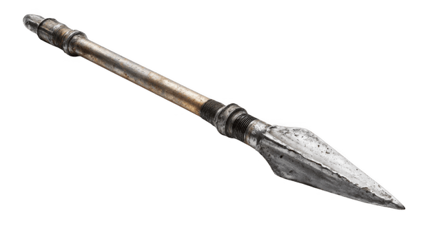 Improvised spear fashioned from repurposed plumbing parts on transparent background png