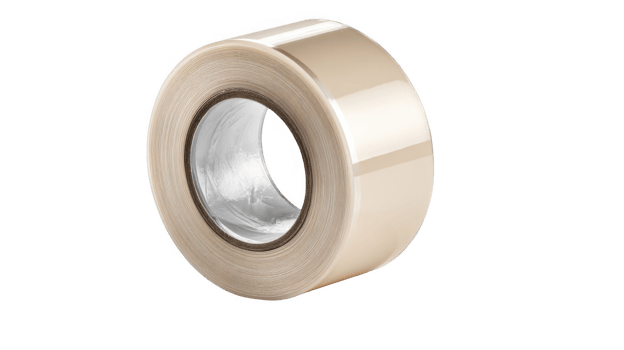 Roll of beige adhesive tape on transparent background png
