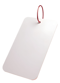 Blank white tag with red string for hanging, isolated on transparency background png