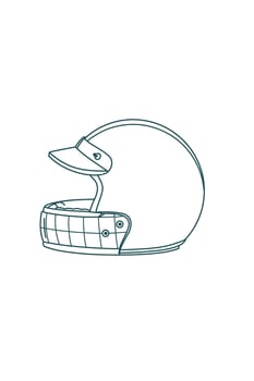 Green line art drawing scooter full face helmet Mockup.Helmet Blue print vector
