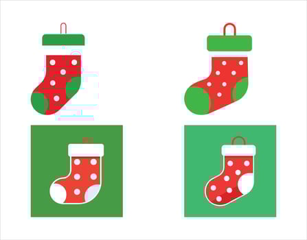 Christmas Stockings Icons Red and Green Festive Holiday Designs vector