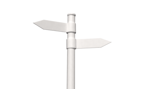 two way arrow direction mockup white color object dicut road street symbol sign traffic guidance decision business guide highway signpost two way direction arrow sign choose mockup two way png