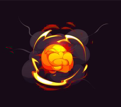 Bomb explosion, blast clouds cartoon comic effect vector