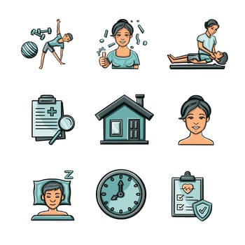 Icons representing health and wellness activities vector