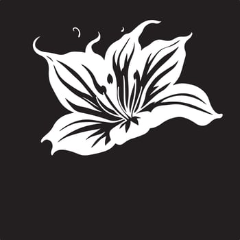 A black and white flower on a black background vector